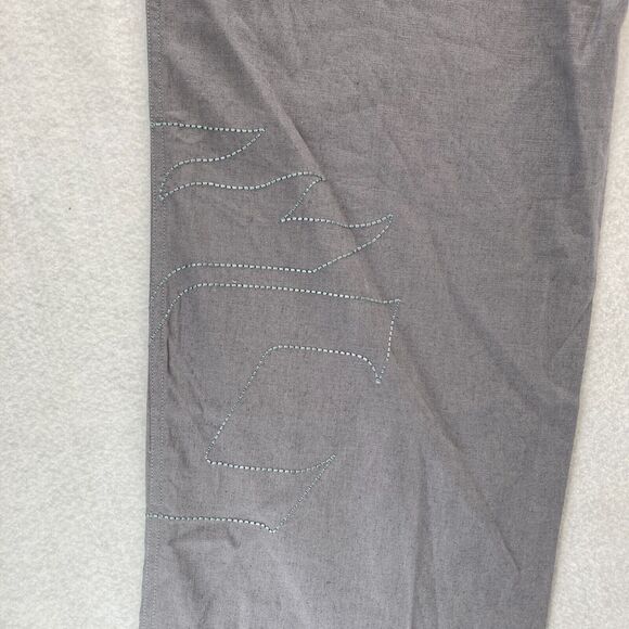 Vintage Clench Jeans‎ Linen Pants Mens 2XL Gray Baggy Straight Lion Embroidery - Picture 15 of 15